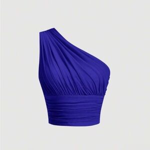 SHEIN Royal Blue Asymmetrical Blouse